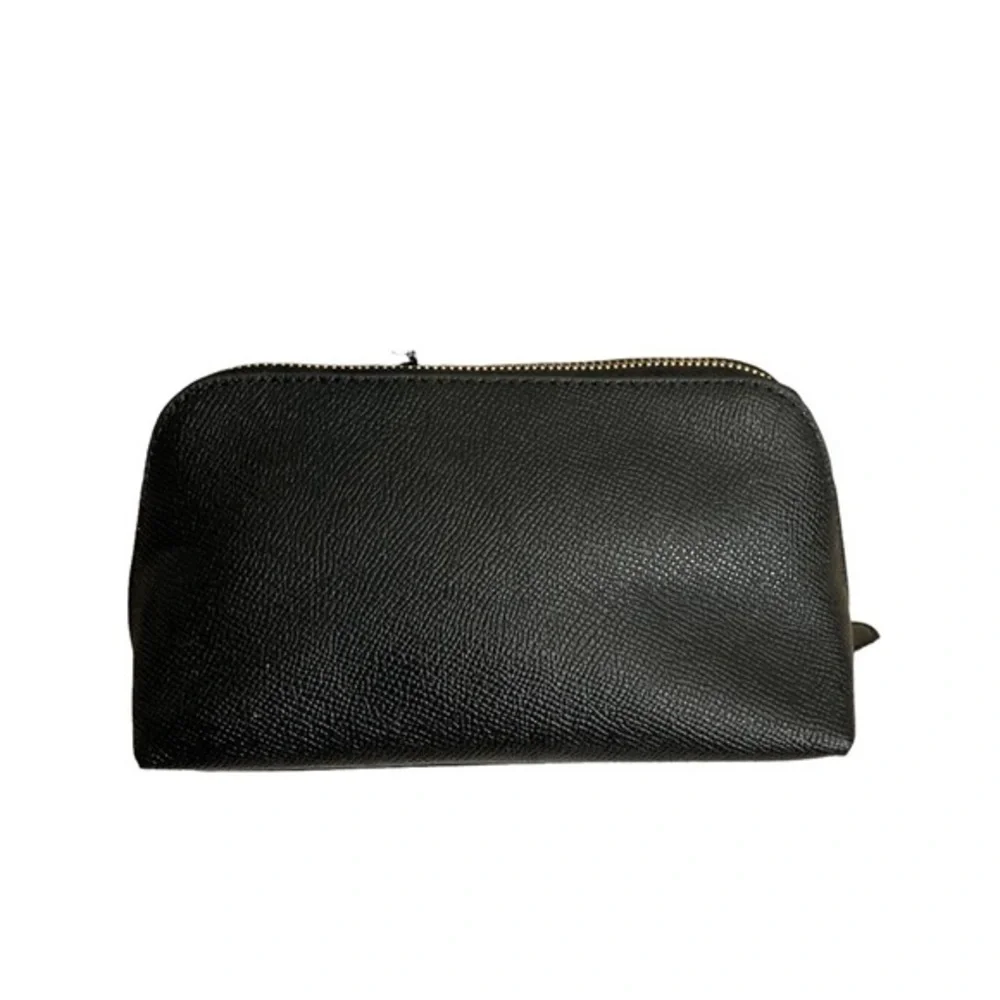 Coach grained leather black cosmetic bag